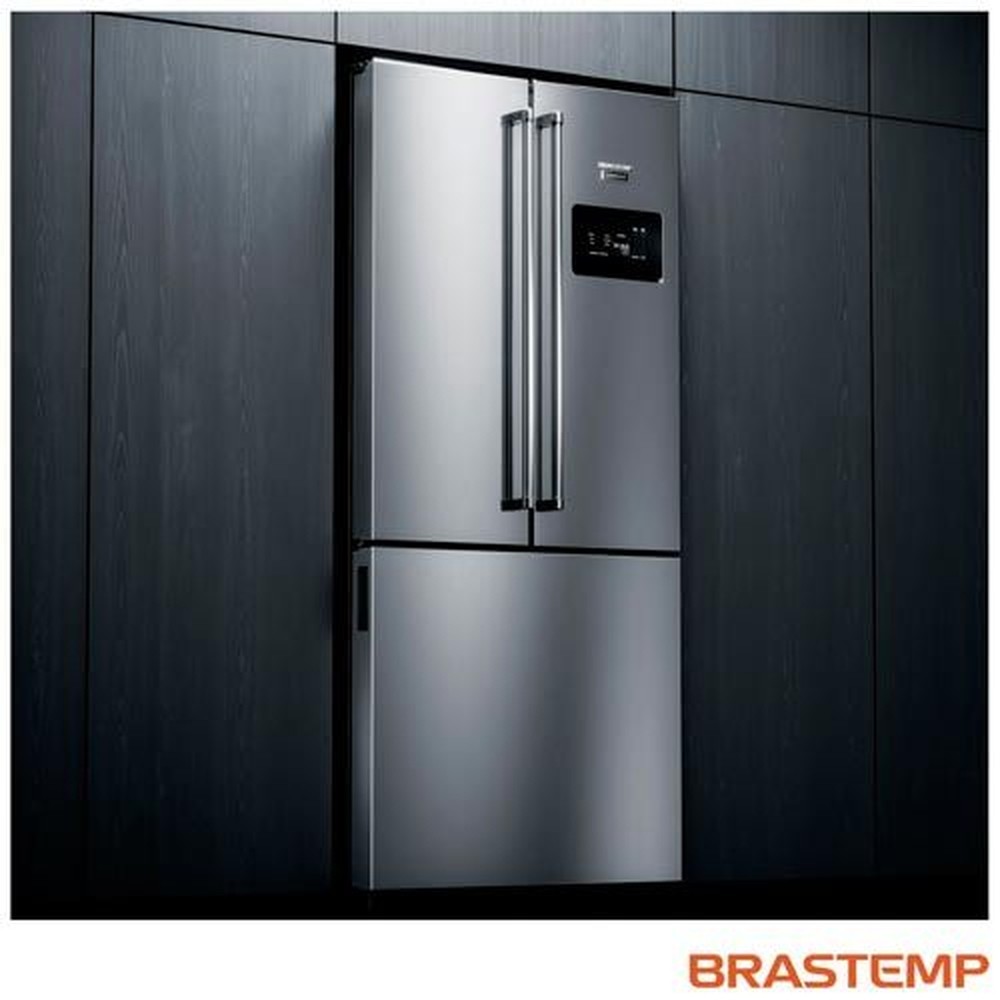 Refrigerador Side Inverse Brastemp de 03 Portas Frost Free com 540 Litros Painel Eletrônico Inox - BRO81AR 127V