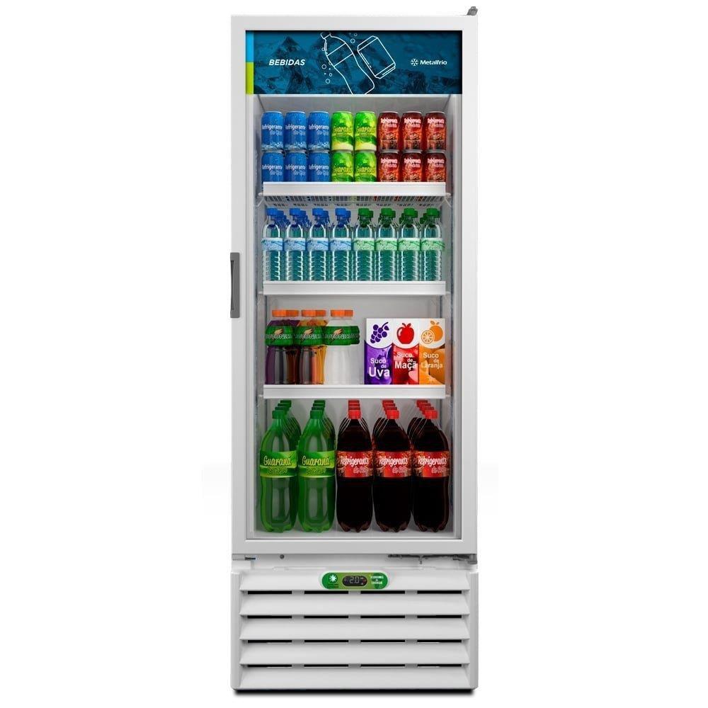 Refrigerador Vertical Expositor de Bebidas Metalfrio 398L Geladeira Supermercado VB40RL Branco 127V