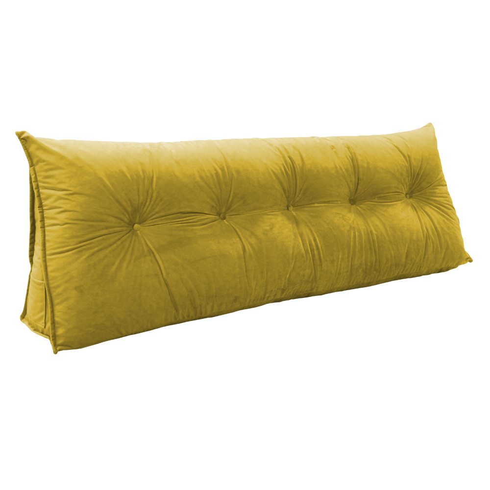 Almofada para Cabeceira Mel 0,90 cm Solteiro Travesseiro Apoio para Encosto Macia Formato Triângulo Suede Amarelo