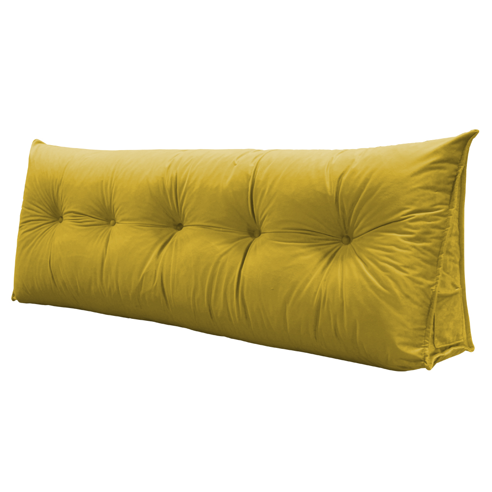 Almofada para Cabeceira Mel 0,90 cm Solteiro Travesseiro Apoio para Encosto Macia Formato Triângulo Suede Amarelo