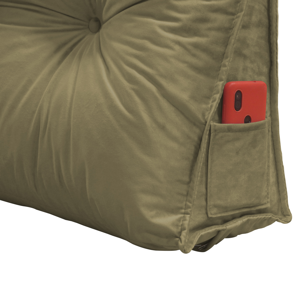 Almofada para Cabeceira Mel 0,90 cm Solteiro Travesseiro Apoio para Encosto Macia Formato Triângulo Suede Nude