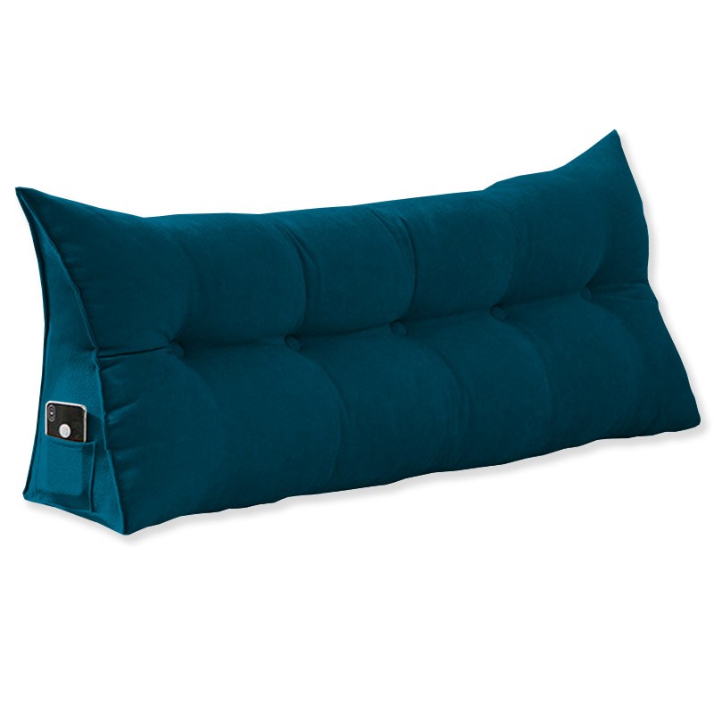 Almofada para Cabeceira Mel 0,90 cm Solteiro Travesseiro Apoio para Encosto Macia Formato Triângulo Suede Azul Marinho