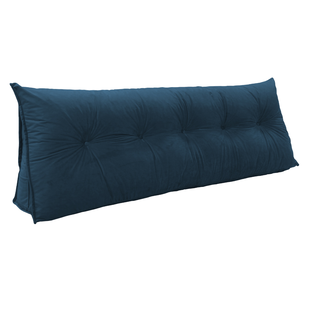 Almofada para Cabeceira Mel 0,90 cm Solteiro Travesseiro Apoio para Encosto Macia Formato Triângulo Suede Azul Marinho