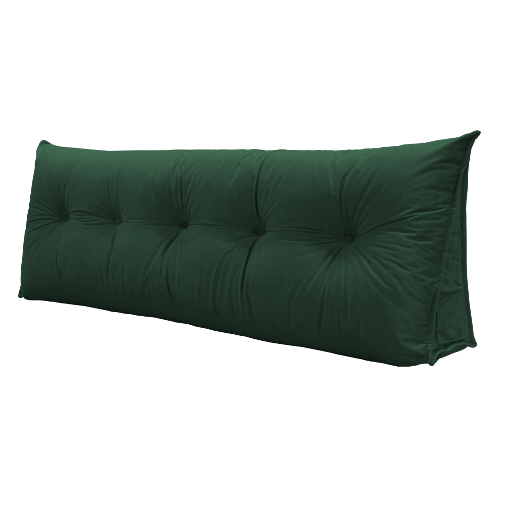 Almofada para Cabeceira Mel 0,90 cm Solteiro Travesseiro Apoio para Encosto Macia Formato Triângulo Suede Verde Bandeira