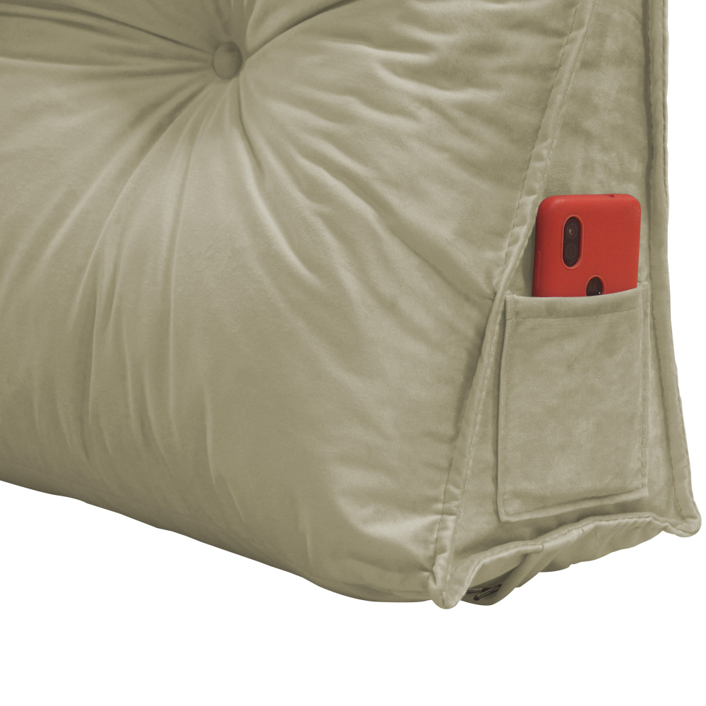 Almofada para Cabeceira Mel 1,00 m Solteiro Travesseiro Apoio para Encosto Macia Formato Triângulo Suede Bege