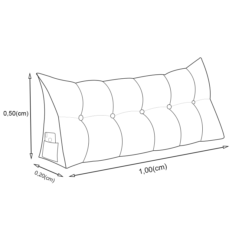 Almofada para Cabeceira Mel 1,00 m Solteiro Travesseiro Apoio para Encosto Macia Formato Triângulo Suede Preto