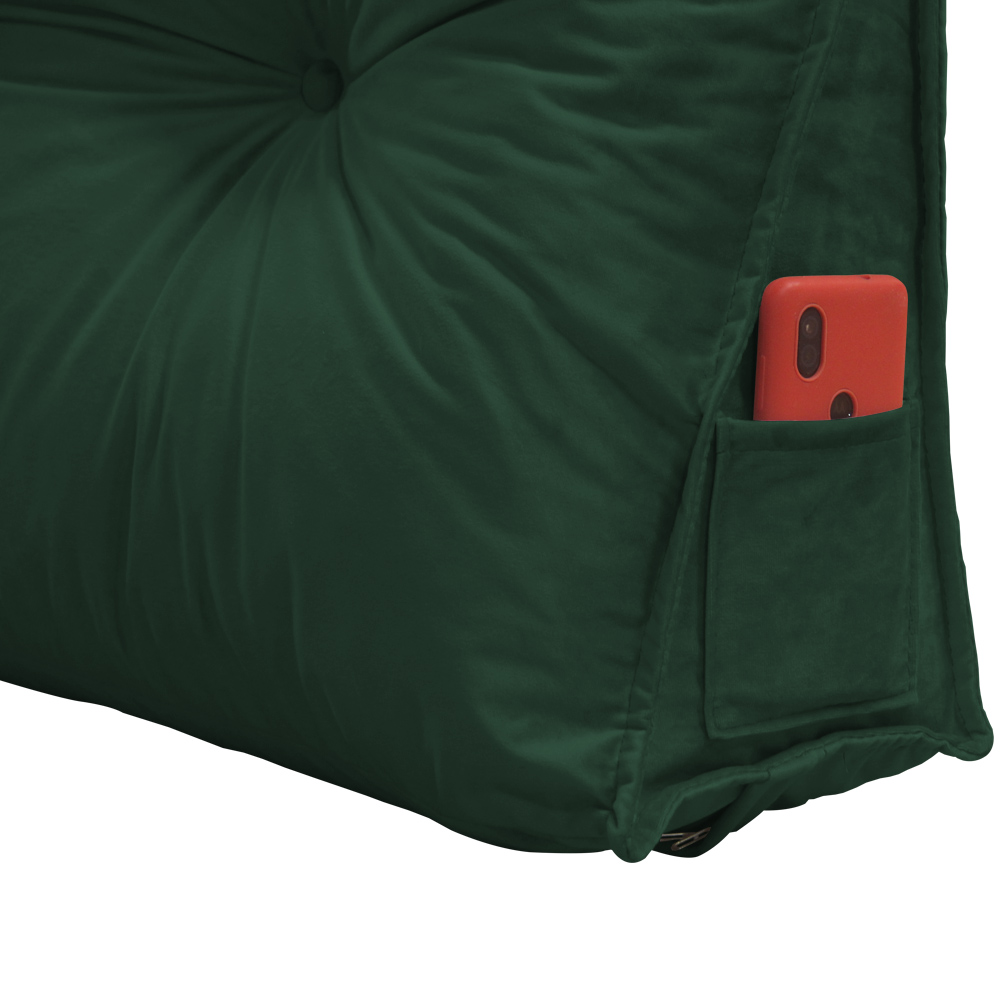 Almofada para Cabeceira Mel 1,40 m Casal Travesseiro Apoio para Encosto Macia Formato Triângulo Suede Verde Bandeira
