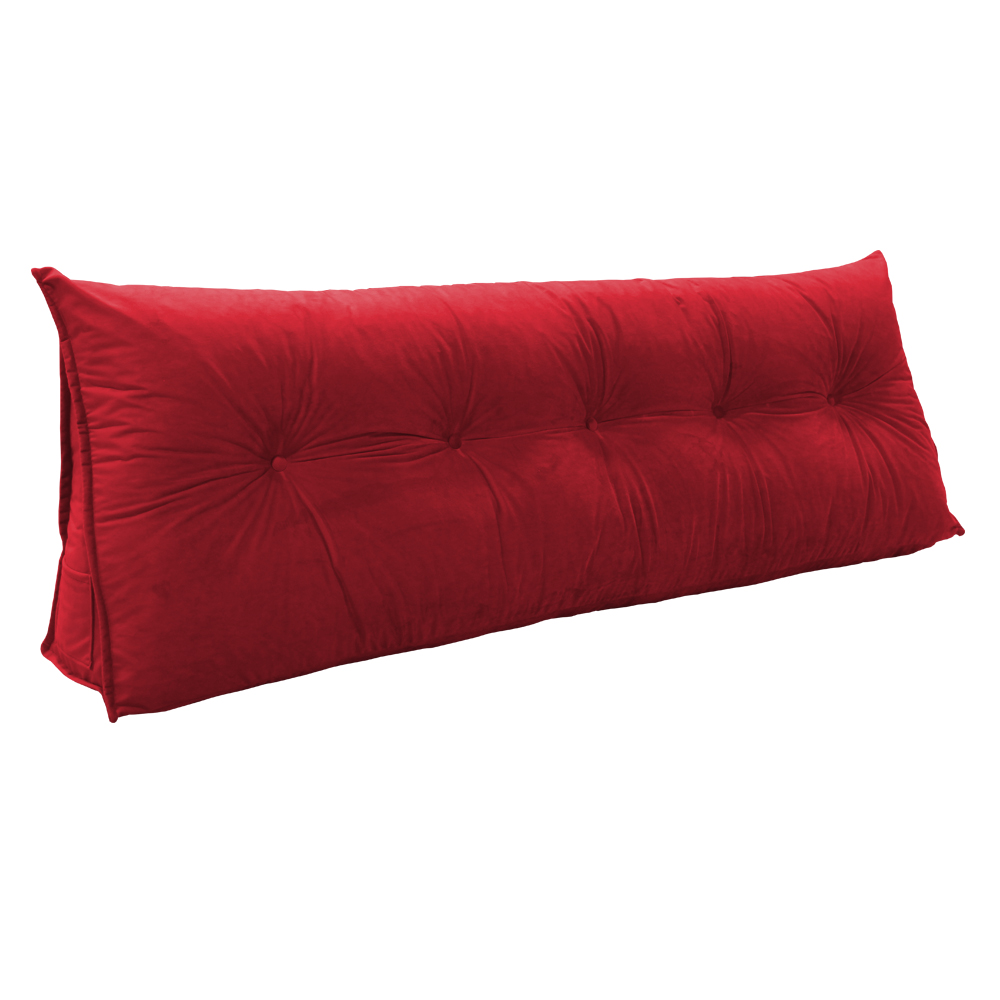 Almofada para Cabeceira Mel 1,60 m Queen Travesseiro Apoio para Encosto Macia Formato Triângulo Suede Vermelho