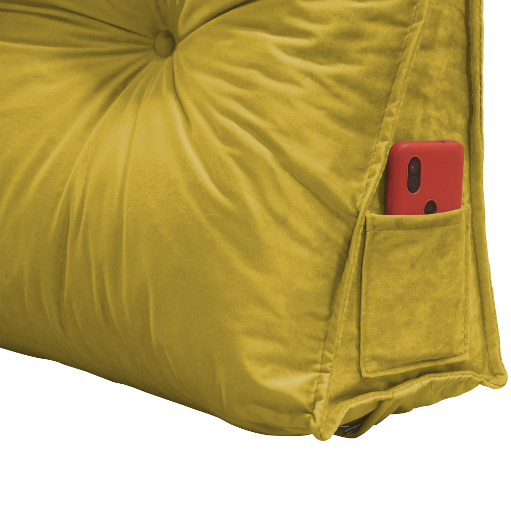 Almofada para Cabeceira Mel 1,95 m King Travesseiro Apoio para Encosto Macia Formato Triângulo Suede Amarelo