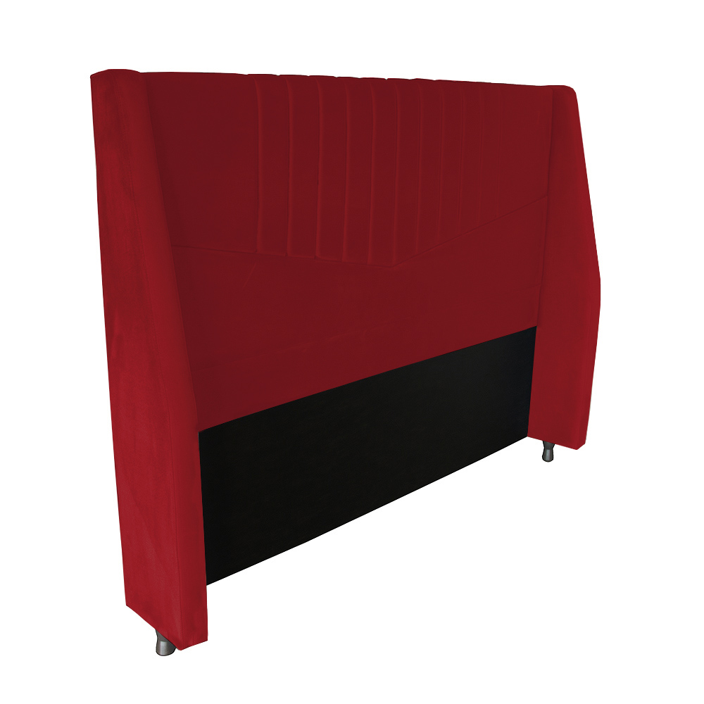 Cabeceira Zara para Cama Box Casal 1,60 cm Estofada em Suede Vermelho