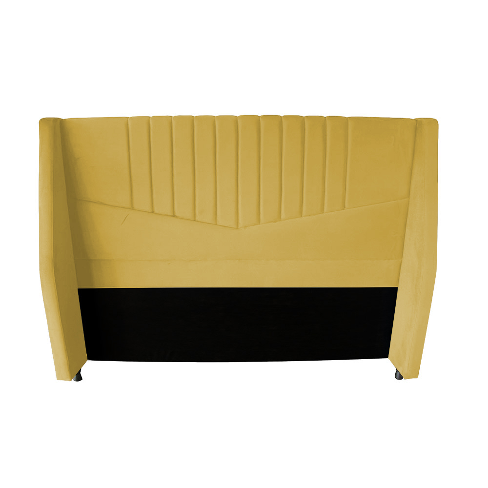Cabeceira Zara para Cama Box Casal 1,95 cm Estofada em Suede Amarelo