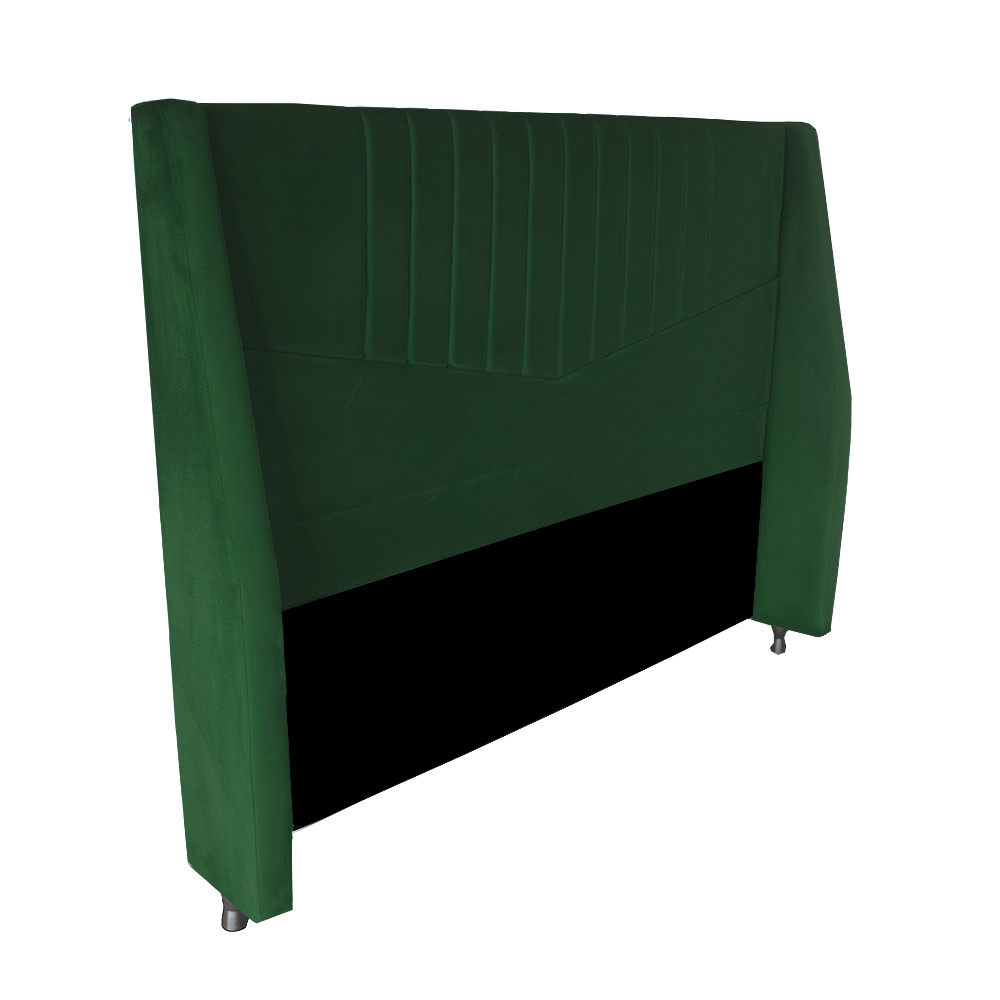 Cabeceira Zara para Cama Box Casal 1,95 cm Estofada em Suede Verde Bandeira