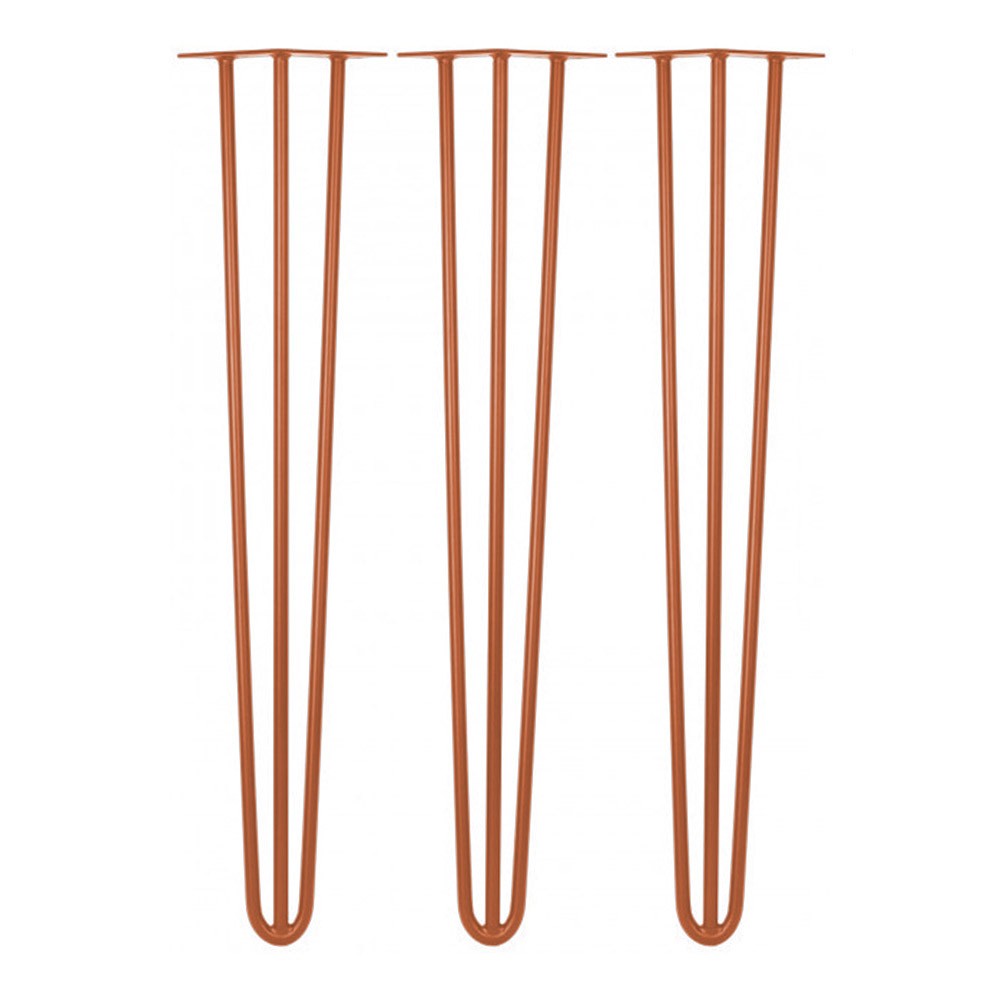 Kit 03 Pés Hairpin Legs 40 cm Bronze De Ferro Para Banquetas, Puffs, móveis