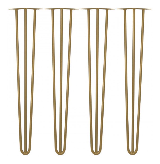 Kit 04 Pés Hairpin Legs 40 cm Dourado De Ferro Para Banquetas, Puffs, móveis