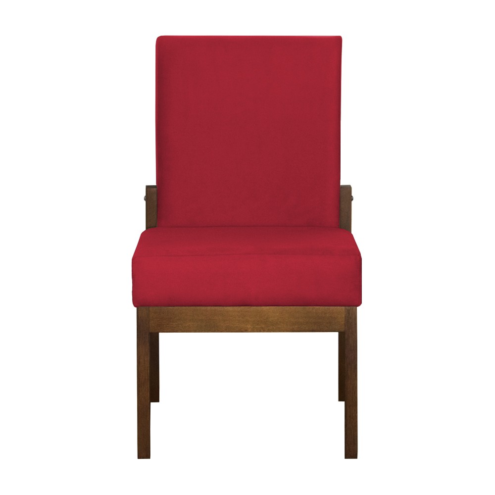 Kit 02 Cadeiras de Jantar Helena Suede Vermelho - Decorar Estofados