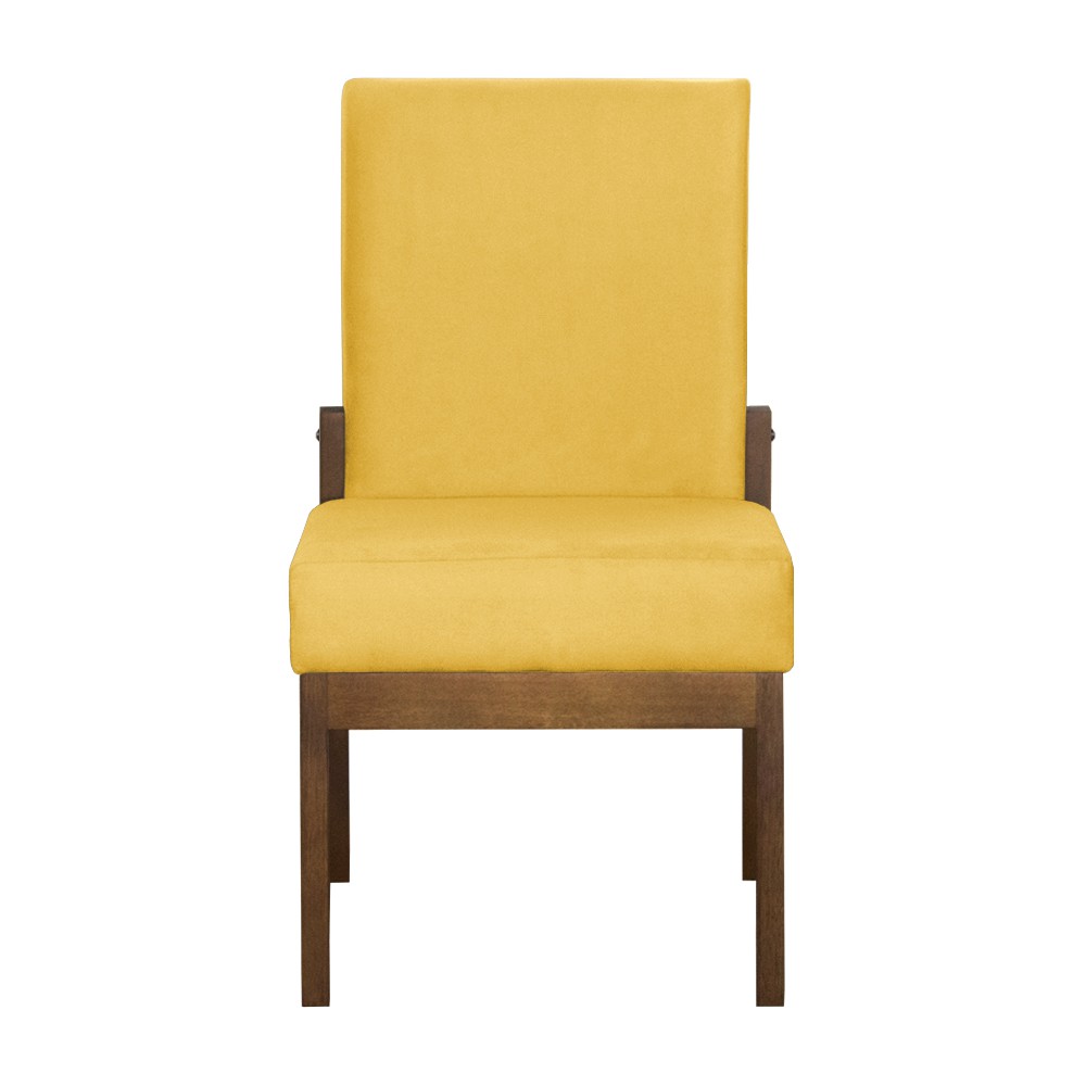 Kit 04 Cadeiras de Jantar Helena Suede Amarelo - Decorar Estofados