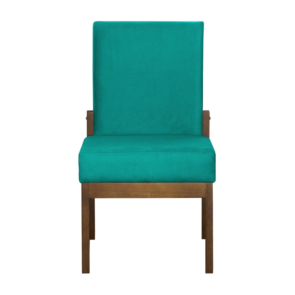 Kit 04 Cadeiras de Jantar Helena Suede Azul Tiffany - Decorar Estofados