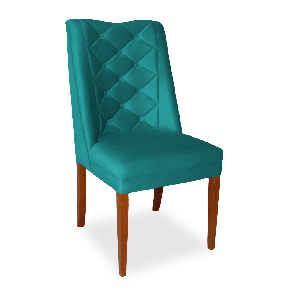 Kit 4 Cadeiras de Jantar Micheli Suede Azul Tiffany
