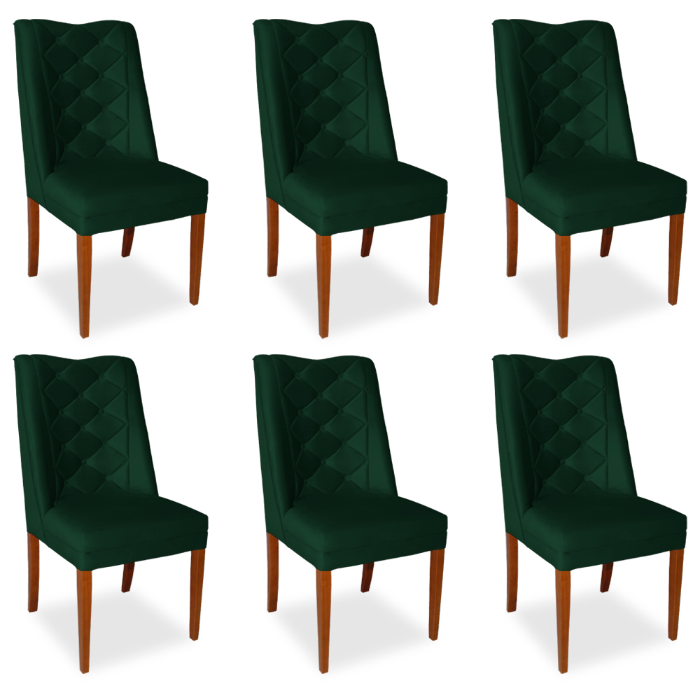 Kit 6 Cadeiras de Jantar Micheli Suede Verde Bandeira