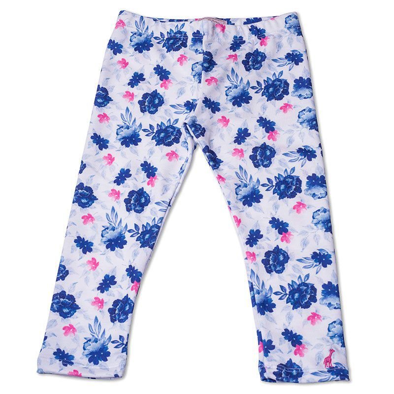 Calça Legging Infantil Floral Azul Toffee - Nº01
