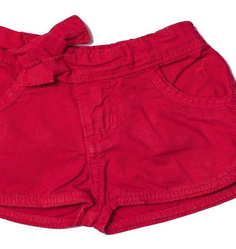 Shorts Jeans Infantil Feminino Toffee Cor Vermelho - 6 a 9 meses