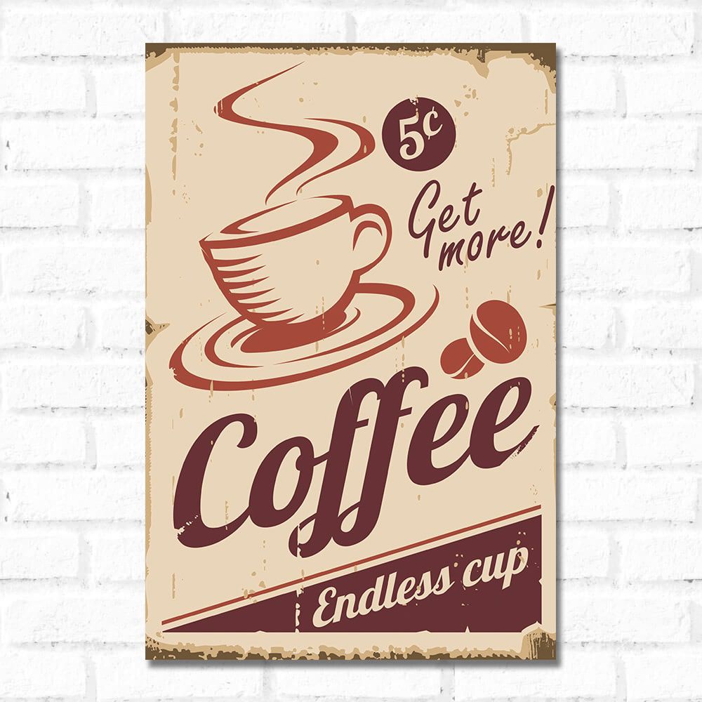 Placa Decorativa Coffe Retrô