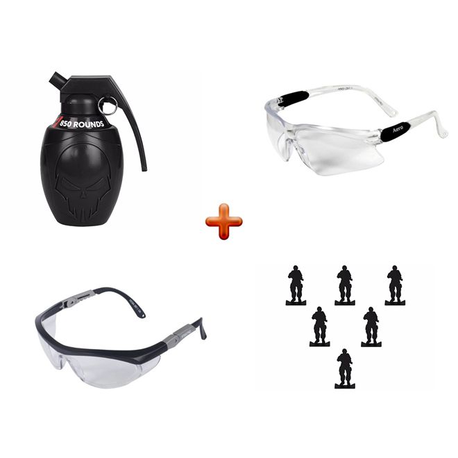 Kit 2 Óculos + Kit Alvos + Granada Estojo
