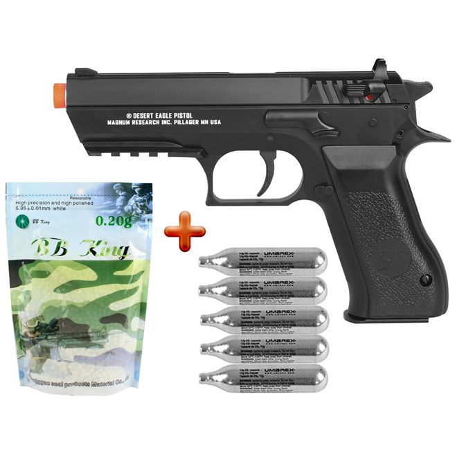 Pistola Airsoft CO2 Magnum Research Desert Eagle Baby + 5 Co2 + BBs BB King