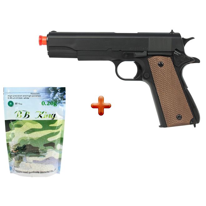Pistola Airsoft Spring UHC Colt 1911 Military + BBs Airsoft BB King 0.20g 5000un.