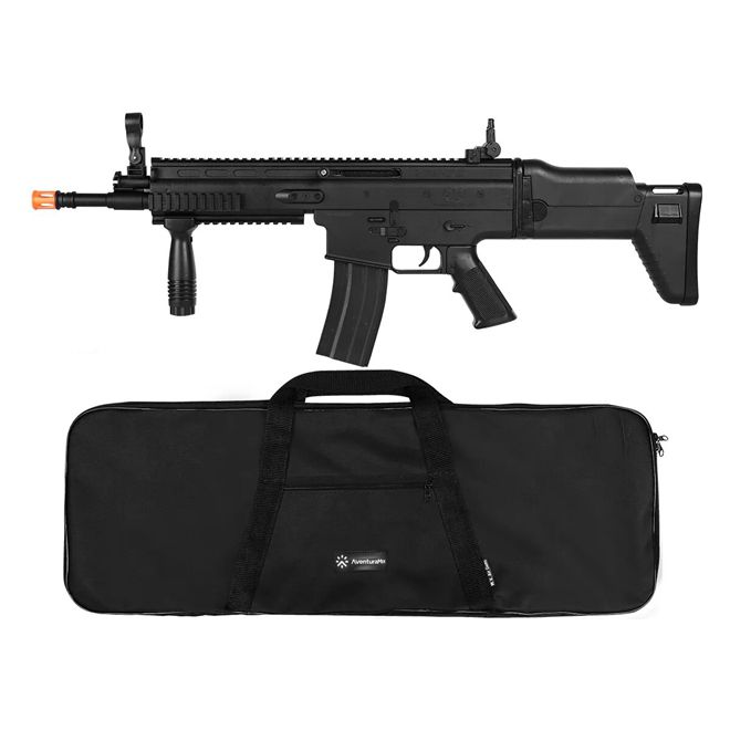 Rifle Airsoft Spring Cybergun FN Herstal Scar-L Black + Capa Simples