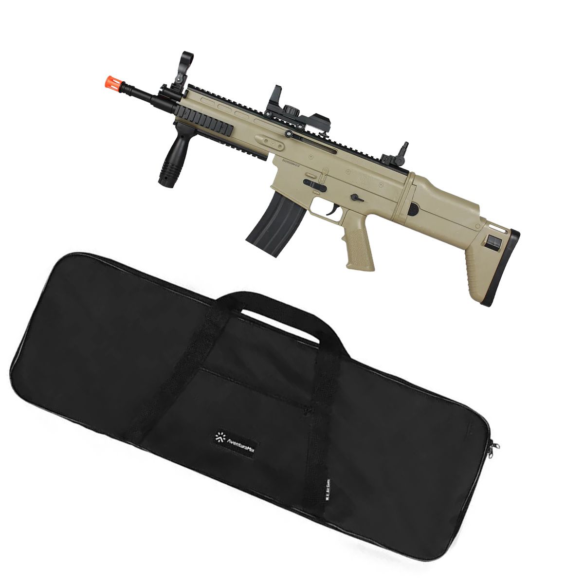 Rifle Airsoft Spring Cybergun FN Herstal Scar-L TAN + Capa Simples 90x30