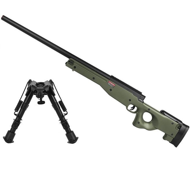 Rifle Airsoft Spring Evo Sniper L96 AWS Verde 400fps + Bipé Amoeba