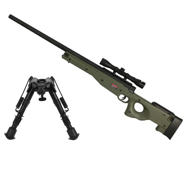 Rifle Airsoft Spring Evo Sniper L96 AWS Verde 400fps + Bipé + Luneta 4x32