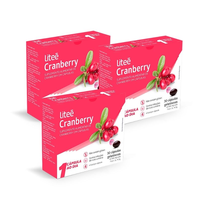 3 Cranberry Liteé com 30 Cápsulas Gelatinosas