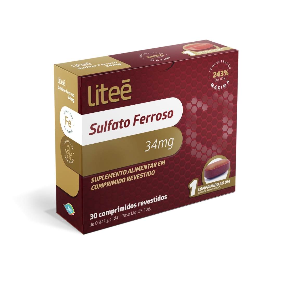 Litee Sulfato Ferroso 34 mg - 30 comprimidos revestidos