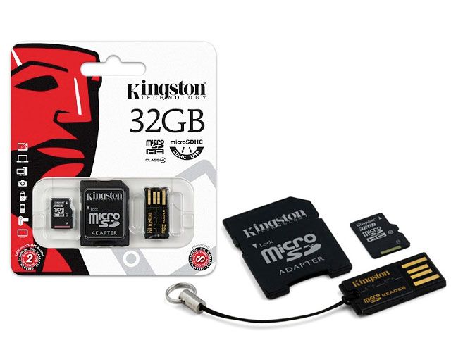 Cartao de Memoria Classe 4 Kingston MBLY4G2/32GB Multikit 32GB Micro SD + Adptador SD + Adptador USB