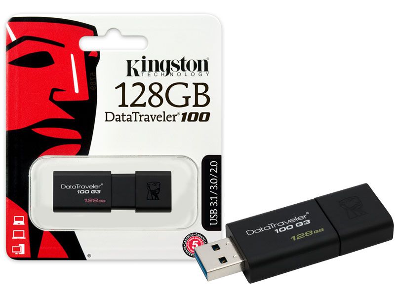 Pen Drive USB 3.0 Kingston DT100G3/128GB Datatraveler 100 128GB Generation 3