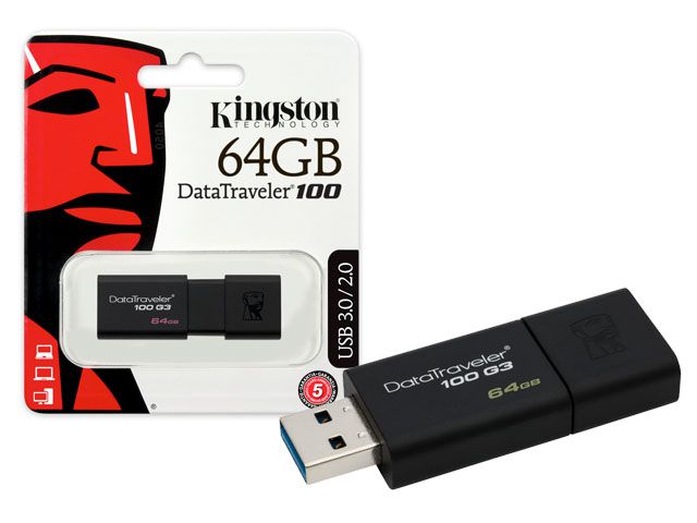 Pen Drive USB 3.0 Kingston DT100G3/64GB Datatraveler 100 64GB Generation 3