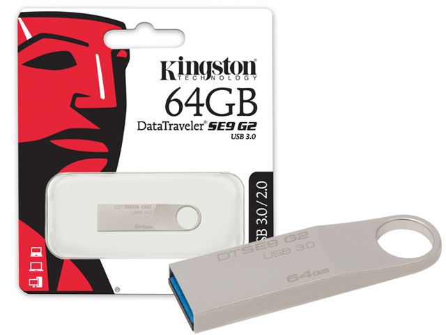 Pen Drive USB 3.0 Kingston DTSE9G2/64GB Datatraveler SE9 G2 64GB Prata