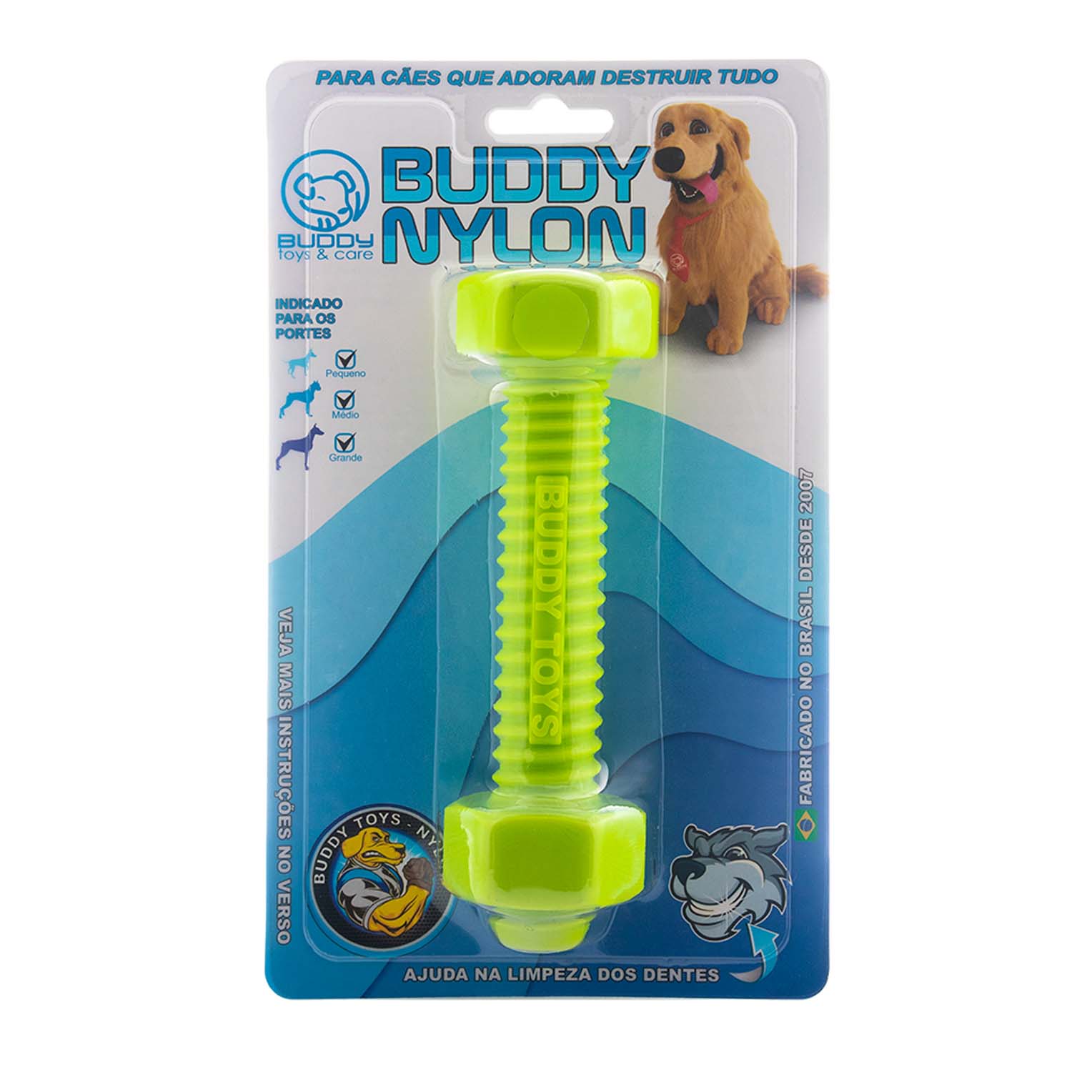 Brinquedo para Cachorro Buddy Toys Parafuso de Nylon Verde