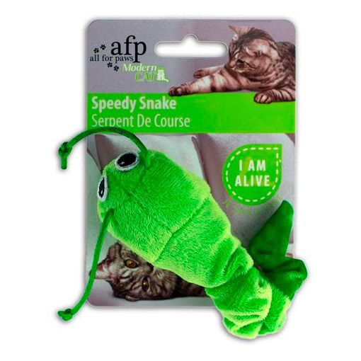 Brinquedo para Gato AFP Serpente de Pelúcia com Vibração Verde