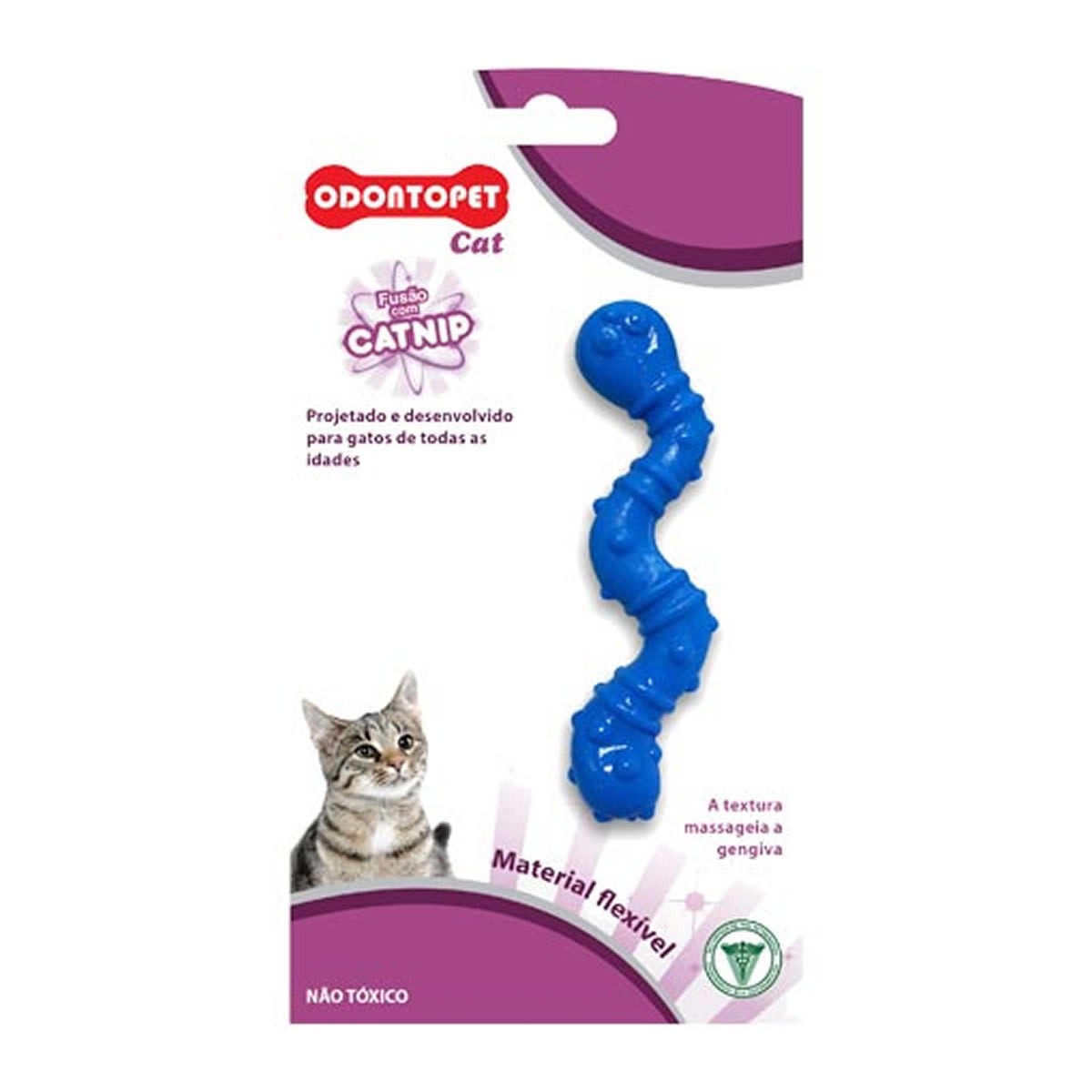 Brinquedo para Gato com Catnip Odontopet Cat Minhoca Azul