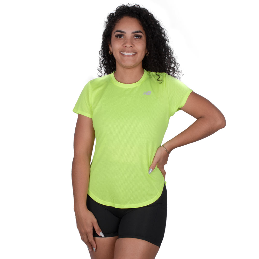 Camisa New Balance Accelerate Feminina Amarelo Neon - Sportime