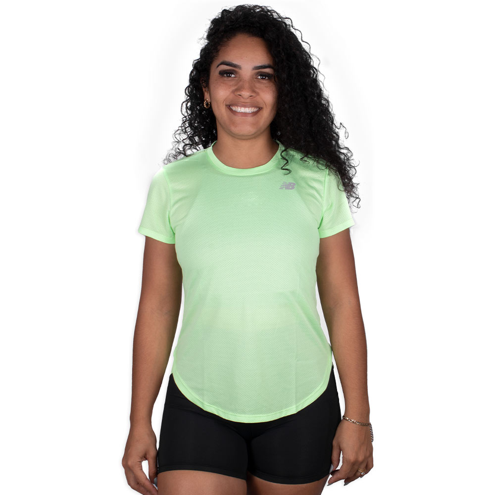 Camisa New Balance Accelerate Feminina Verde  - Sportime