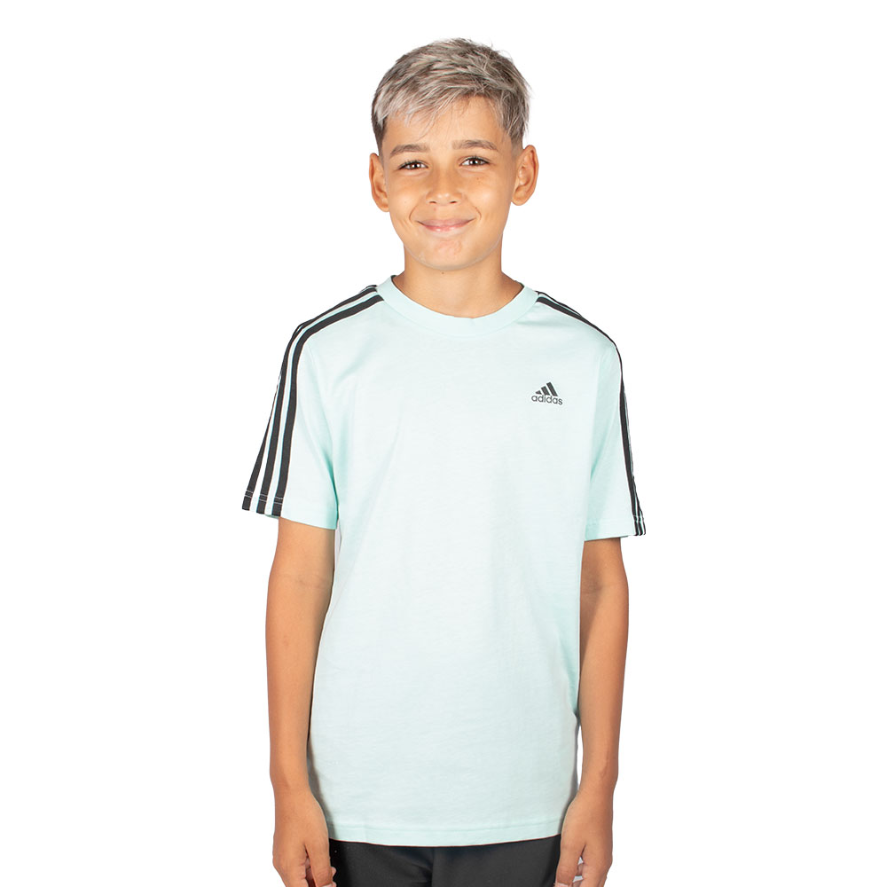 Camiseta Adidas 3 Stripes Essential Juvenil Azul Turquesa