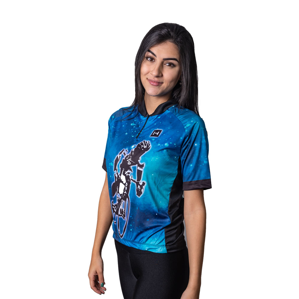 Camiseta Headt Ciclismo Feminina Azul  - Sportime