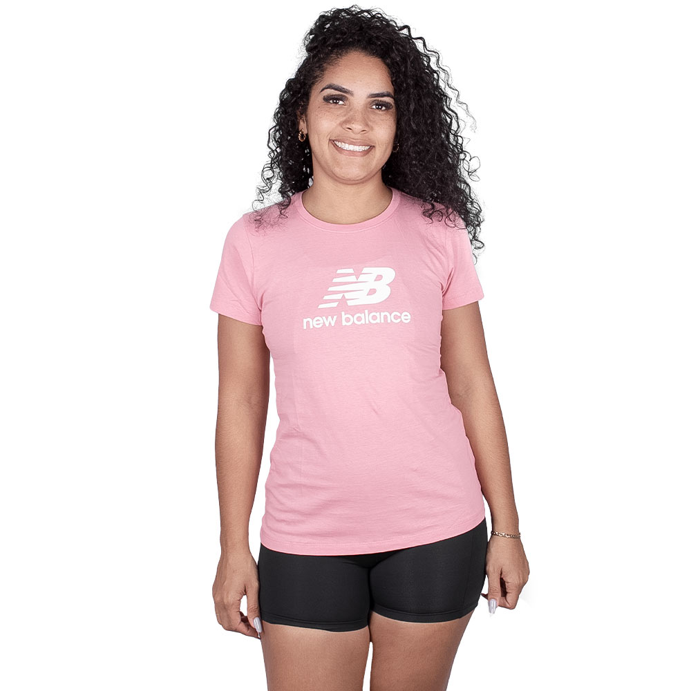 Camiseta New Balance Essentials Basic Feminino Rosa  - Sportime