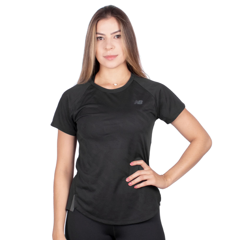 Camiseta New Balance Q Speed Jacquard Feminino Preto - Sportime