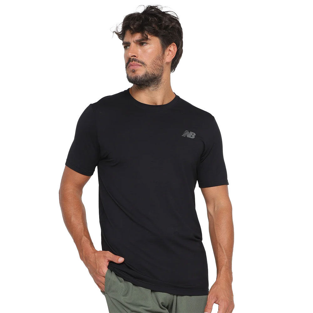Camiseta New Balance Tenacity Logo Preto Masculino  - Sportime
