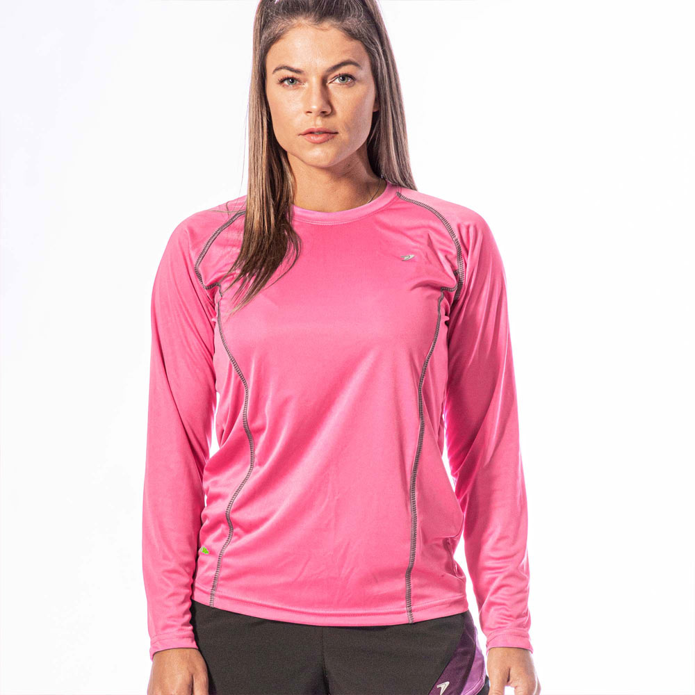 Camiseta Poker Proteção Uv50+ M/L Feminina Rosa  - Sportime